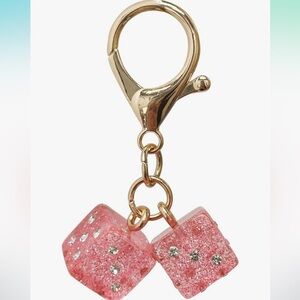 Pink Dice purse charm accessories  Keychain bag Charm